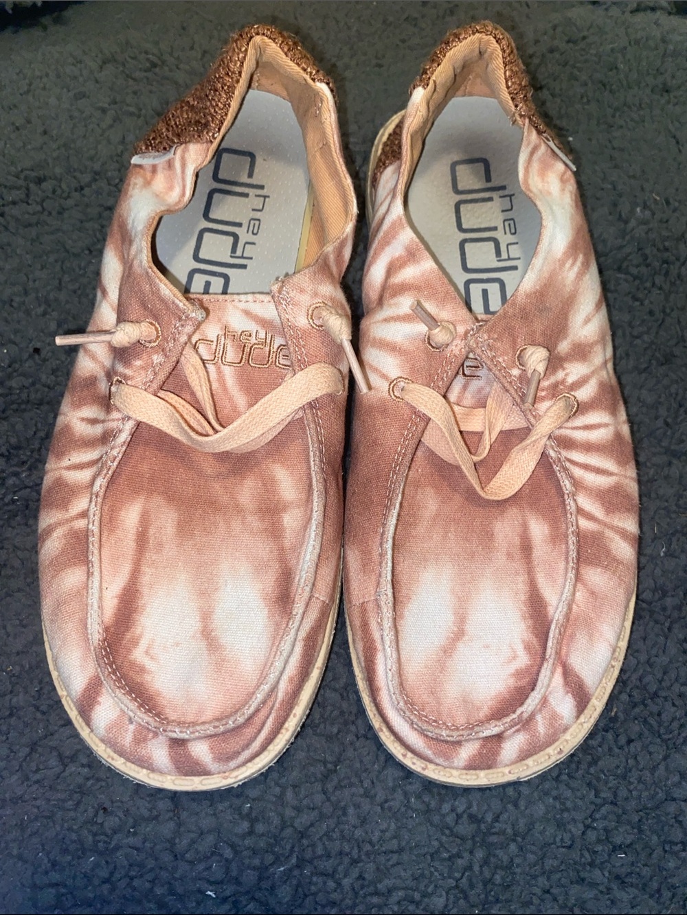 Hey Dude Tie-Dye Moccasins in Rose and Brown